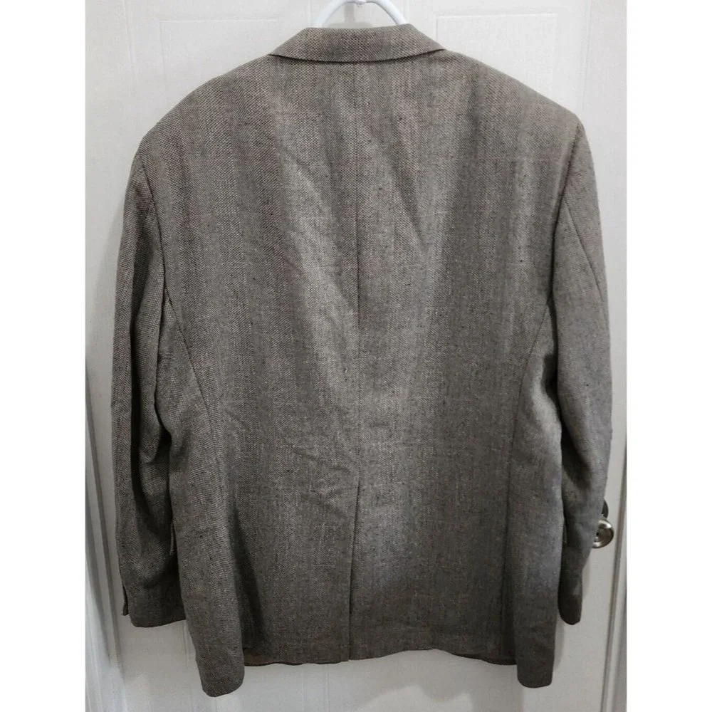 VTG Stafford Gray Herringbone 2 Button Suit Jacket Blazer Size 46L‎ USA MADE